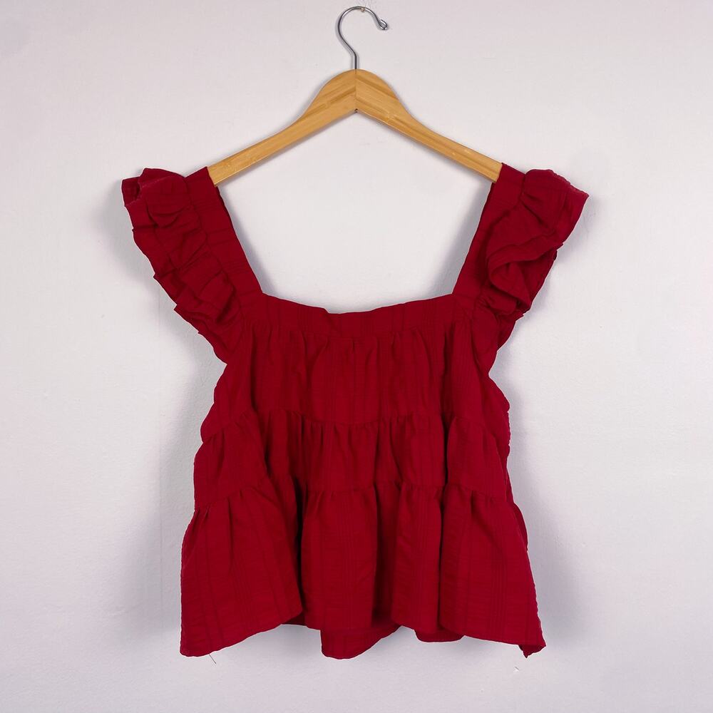 En Saison Red Ruffle Blouse - Picture 4 of 4